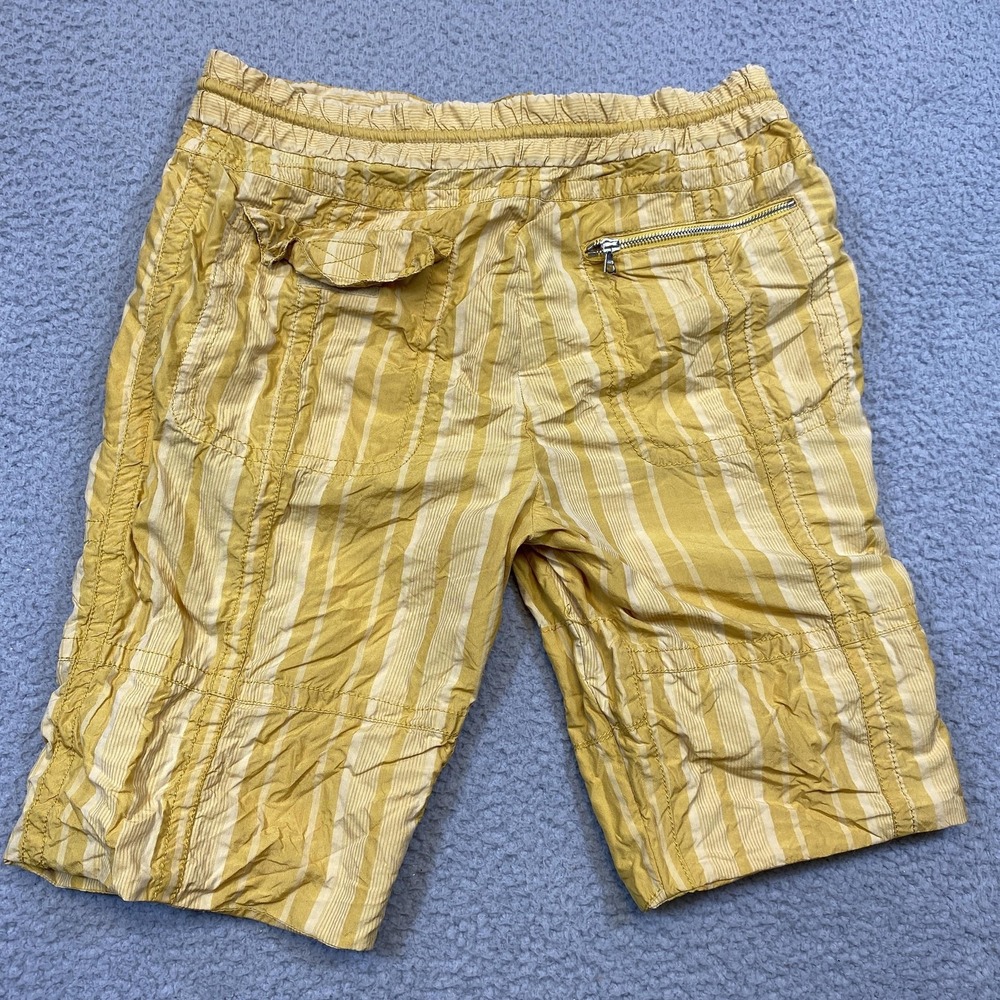 Marc Jacobs Shorts Womens 6 Yellow Striped Silk Cotton Drawstring Pockets USA